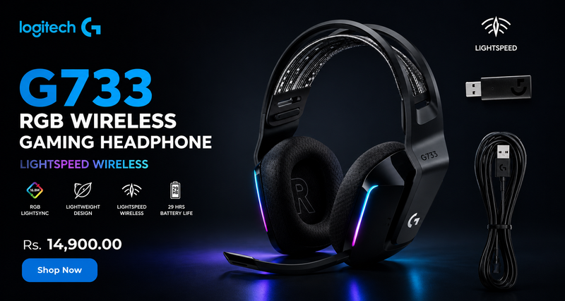 LOGITECH G733 RGB WIRELESS GAMING HEADPHONE BLACK