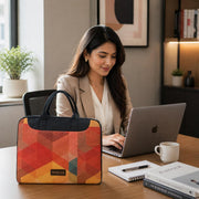 Tabelito Designer Printed Laptop Sleeve for Women (13–15.6 Inch) | Jute & Vegan Leather Office Handbag | Lightweight Stylish Work Bag with Handle