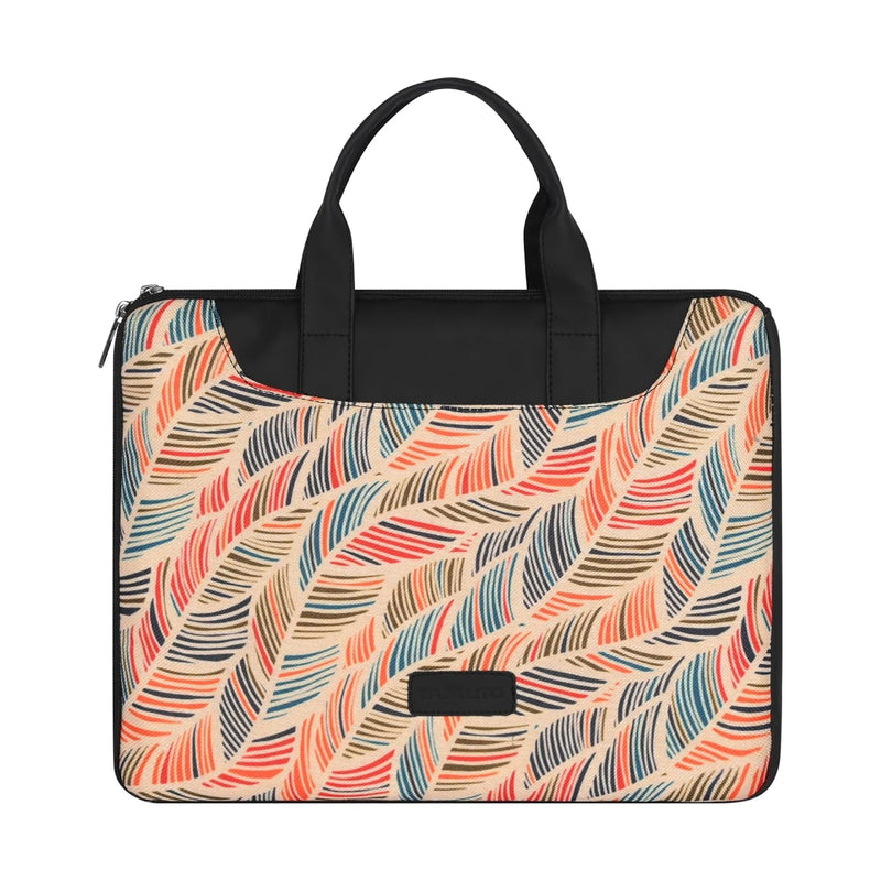 Tabelito Designer Printed Laptop Sleeve for Women (13–15.6 Inch) | Jute & Vegan Leather Office Handbag | Lightweight Stylish Work Bag with Handle
