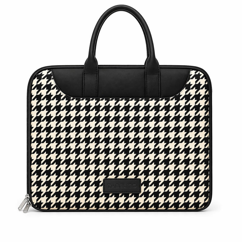 Tabelito Designer Printed Laptop Sleeve for Women (13–15.6 Inch) | Jute & Vegan Leather Office Handbag | Lightweight Stylish Work Bag with Handle