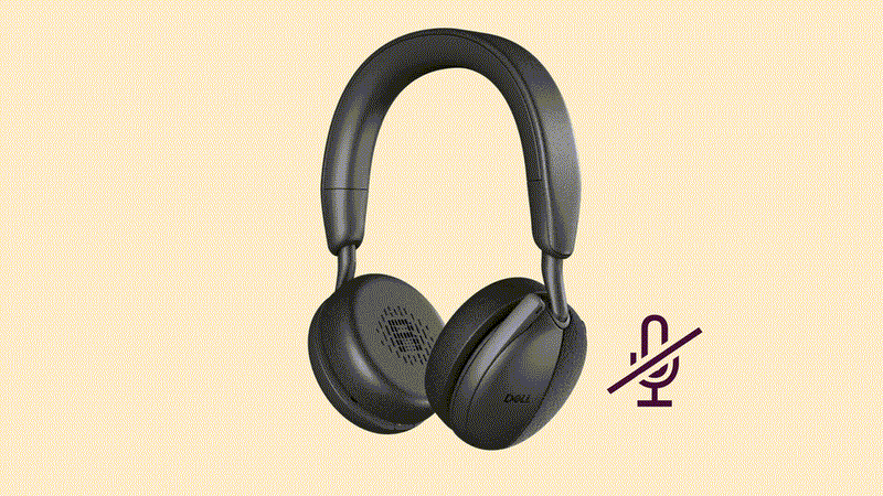 Dell WL5024 Pro Wireless Leatherette Headband Active Noise Cancellation Headset with Microphone - Black