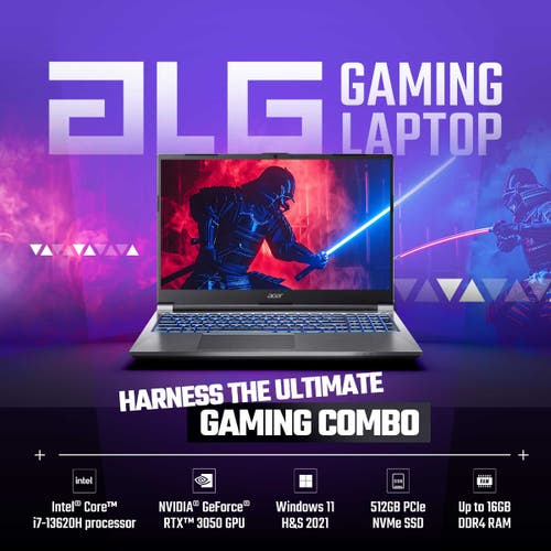ACER ALG GAMING LAPTOP 13TH GEN INTEL CORE I7 PROCESSOR (16GB DDR4/512GB SSD/6GB RTX3050 GRAPHICS/144HZ/WIN11HOME/WIFI 6) AL15G - 53, 39.62CM (15.6 INCH) FHD DISPLAY, PREMIUM METAL BODY, STEEL GRAY, 1.99KG UN.34LSI.002 - SWIFT PERIPHERALSAcerLaptop-0037