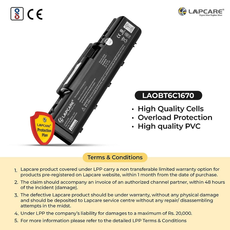 Acer Aspire 4220 Compatible Laptop Battery 48.84Wh 4400mAh 11.1V 6 Cell - SWIFT PERIPHERALSLAOBT6C1670