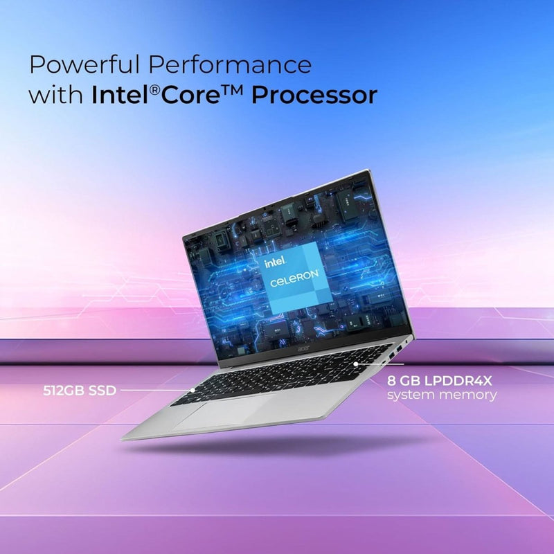 Acer Aspire A325 - 45, Intel Core Celeron N4500, 8GB, 512GB SSD, Intel UHD Graphics, 15.6 Inch FHD IPS, Win 11, Pure Silver, UN.344SI.00S - SWIFT PERIPHERALS1096712