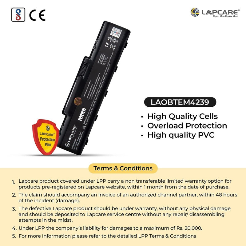 Acer Gateway NV54 NV56 NV58 NV78 Compatible Laptop Battery 4000mAh 11.1V 6 Cell - SWIFT PERIPHERALSLAOBTEM4239