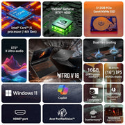 ACER NITRO V 16 ANV16 - 71 NH.QTNSI.003 GAMING LAPTOP (14TH GEN CORE I5 / 16GB/ 512GB SSD/ WIN11/ 6GB RTX 4050 GRAPH) - SWIFT PERIPHERALSAcerlaptop019