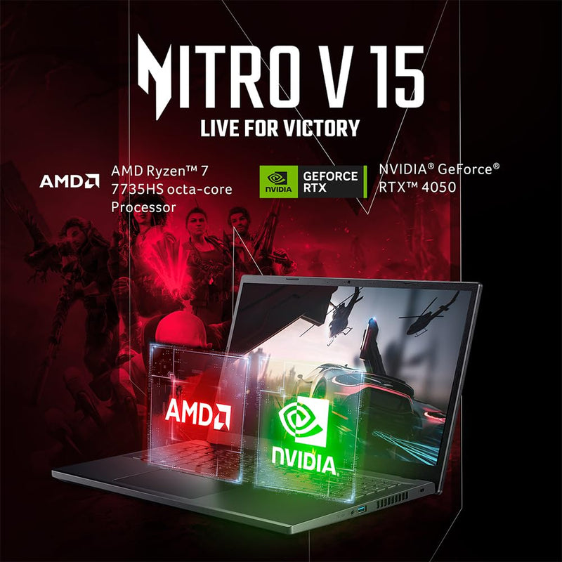 ACER NITRO V15 UN.QPFSI.00A [R7 - 7735HS RYZEN/16GB/512GB SSD/WIN11 HOME/15.6 INCH/6GB - RTX3050 GRAPHICS /1 YEAR(S)/BLACK] - SWIFT PERIPHERALS1092253