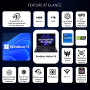 ACER PREDATOR HELIOS 16 INTEL CORE I7 14TH GEN 14700HX - (16 GB/1 TB SSD/WINDOWS 11 HOME/8 GB GRAPHICS/NVIDIA GEFORCE RTX 4070) PH16 - 72 GAMING LAPTOP (16 INCH, ABYSSAL BLACK) NH.QNXSI.004 - SWIFT PERIPHERALSNH.QNXSI.004