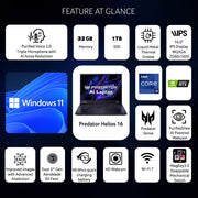 ACER PREDATOR HELIOS PH16 - 72 NH.QNZSI.002 [CI9 - 14900HX 14TH GEN/32GB/1TB SSD/WIN11 HOME/16.0 INCH/12GB - RTX4080 GRAPHICS /1 YEAR(S)/BLACK] - SWIFT PERIPHERALS1089904