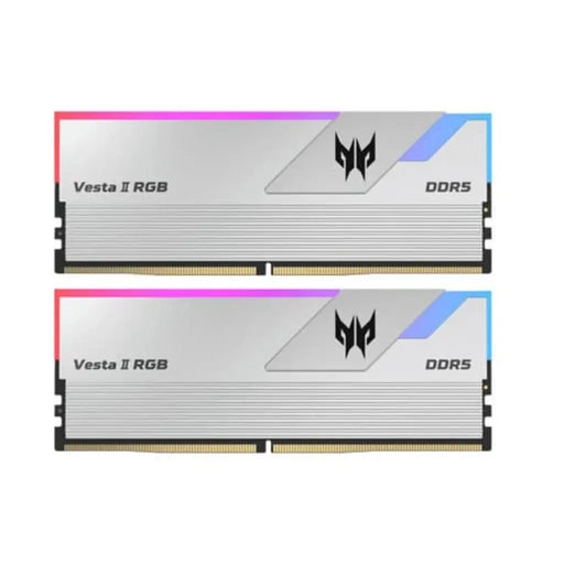 Acer Predator Vesta II RGB 32GB (16GBx2) DDR5 RAM 7200MHz CL34 288 - Pin Desktop Memory – Silver - SWIFT PERIPHERALSBL.9BWWR.364