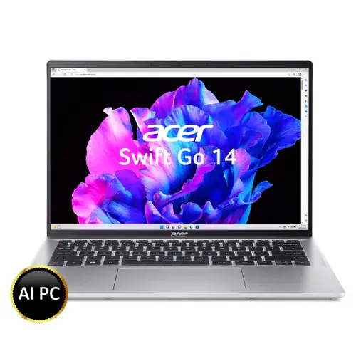 ACER SWIFT GO 14 AI READY THIN AND LIGHT PREMIUM LAPTOP INTEL CORE ULTRA 5 PROCESSOR - 125H (WINDOWS 11 HOME/ 16 GB/ 512 GB SSD/MS OFFICE HOME AND STUDENT) SFG14 - 72T WITH 35.56 CM (14 INCH) WUXGA IPS MULTI - TOUCH DISPLAY, PURE SILVER NX.KR0SI.001 - SWIFT PERIPHERALSNX.KR0SI.001