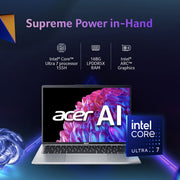 ACER SWIFT GO 14 IPS DISPLAY THIN AND LIGHT PREMIUM LAPTOP INTEL CORE ULTRA 7 PROCESSOR 155H (WINDOWS 11 HOME/16 GB/ 1 TB SSD/INTEL ARC GRAPHICS/MICROSOFT OFFICE) SFG14 - 73T WITH 35.56 CM (14 INCH), PURE SILVER NX.KSMSI.003 - SWIFT PERIPHERALSNX.KSMSI.003