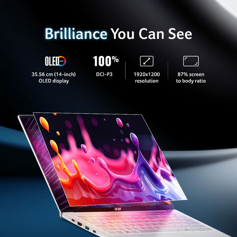 ACER SWIFT LITE NX.D2GSI.001 [ULTRA5 - 115U/16GB/512GB SSD/WIN11 HOME+MS24/14.0"/INTEGRATED GRAPHICS/1 YEAR(S)/LIGHT SILVER/OLED] - SWIFT PERIPHERALS1095389