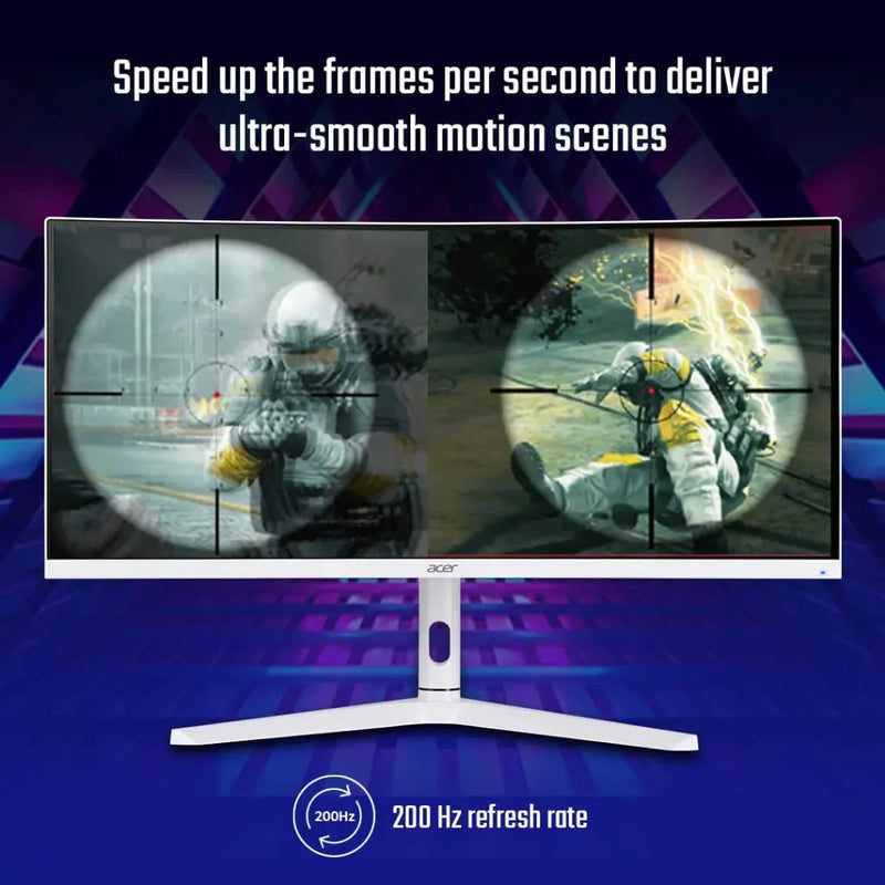 Acer XZ306CX 29.5" 2560x1080 200Hz 1ms Ultrawide Curved Gaming Monitor - White - SWIFT PERIPHERALSXZ306CX