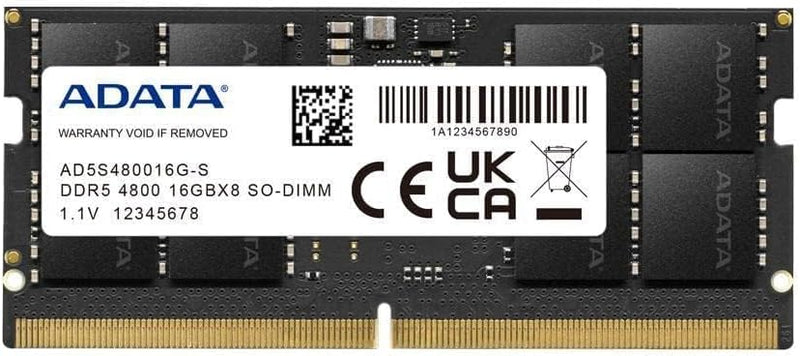 ADATA 16GB DDR5 RAM 4800MHz CL40 SO - DIMM Laptop Memory - SWIFT PERIPHERALSAD5S480016G-S