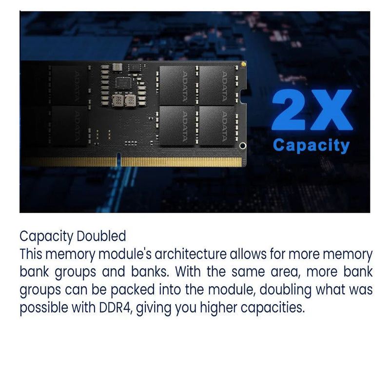 ADATA 8GB DDR5 RAM 5600MHz CL46 262 Pin SO - DIMM Laptop Memory Module - SWIFT PERIPHERALSAD5S56008G-S