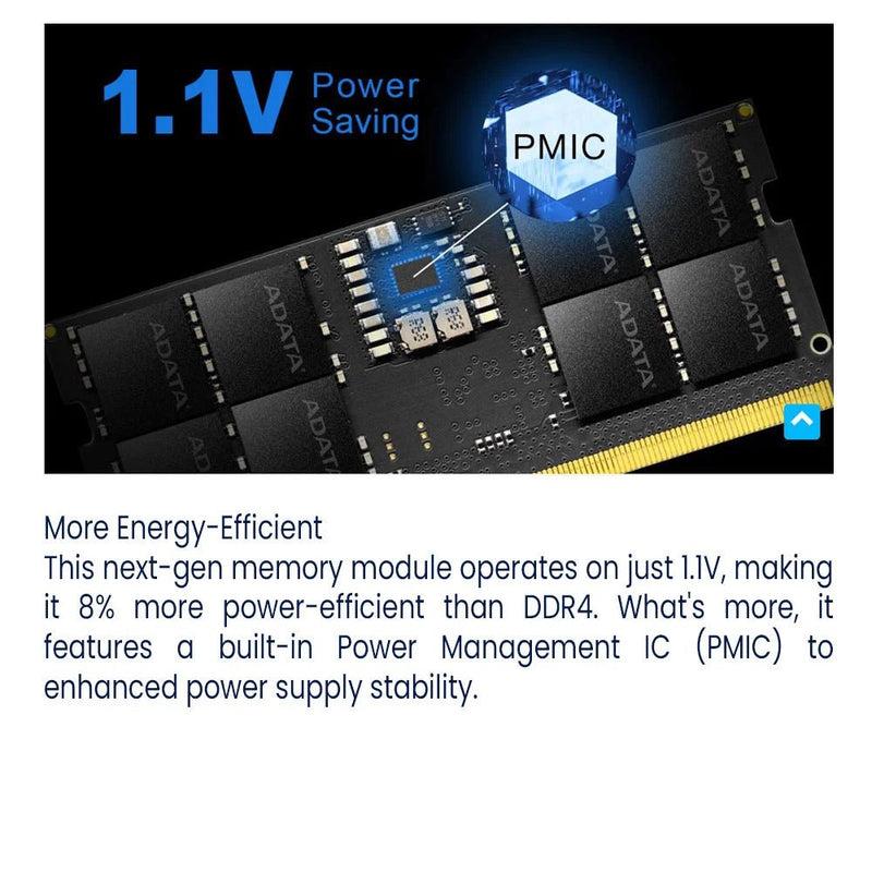 ADATA 8GB DDR5 RAM 5600MHz CL46 262 Pin SO - DIMM Laptop Memory Module - SWIFT PERIPHERALSAD5S56008G-S