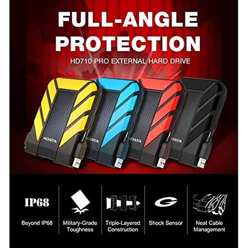 ADATA HD710 Pro 1TB USB SATA III USB 3.1 External Portable Shockproof Hard Disk Drive - Black - SWIFT PERIPHERALSAHD710P-1TU31-CBK