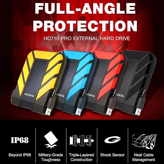 ADATA HD710 Pro 2TB 3.5 inch/8.89 cm SATA III External Hard Drive/HDD with IP65 Rating Black, for Windows with Waterproof and Shockproof Technology - SWIFT PERIPHERALSAHD710P-2TU31-CBK