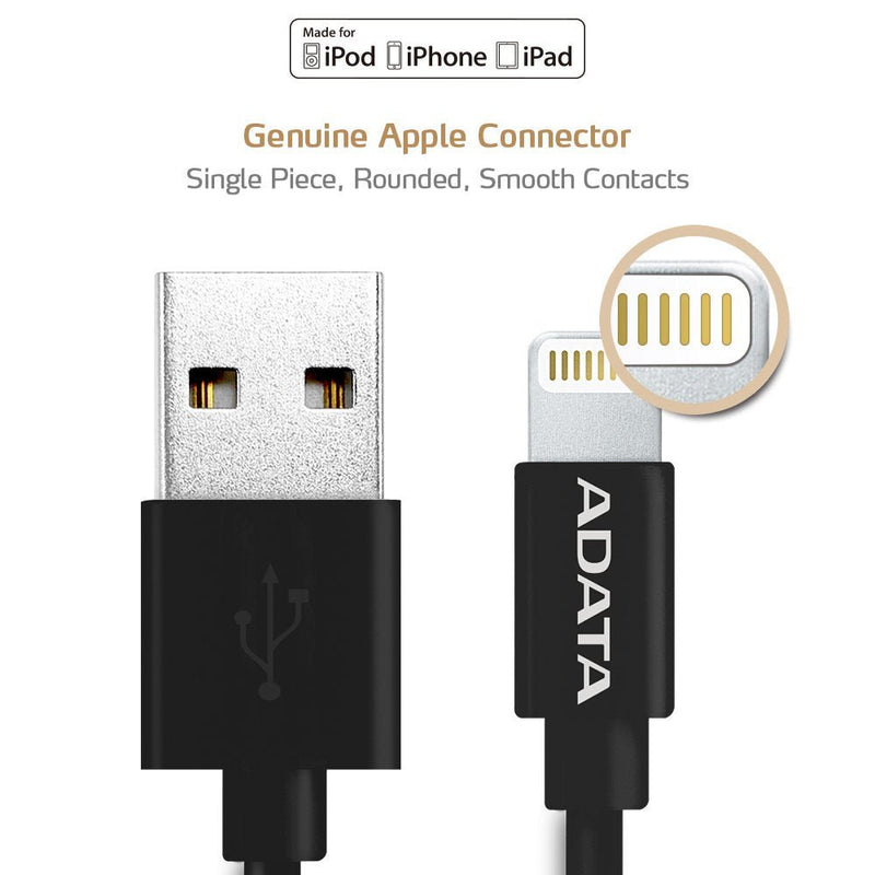 ADATA MFI Certified Lightning Micro USB Data Cable for Apple Devices - Black - SWIFT PERIPHERALSADM-I200B