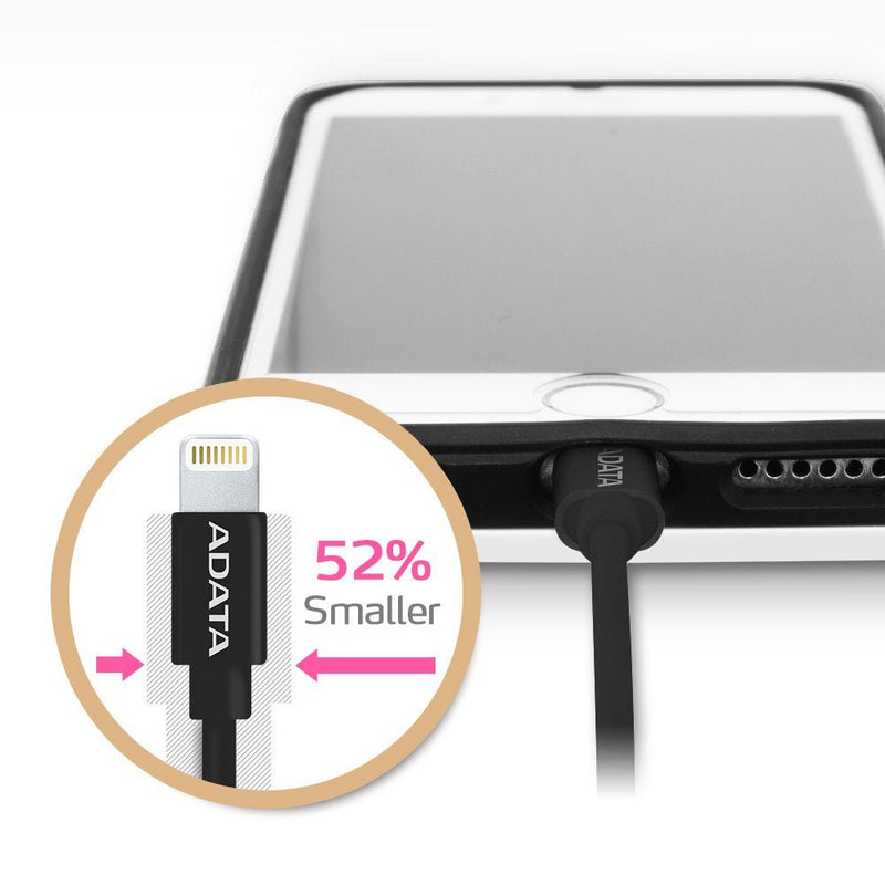 ADATA MFI Certified Lightning Micro USB Data Cable for Apple Devices - Black - SWIFT PERIPHERALSADM-I200B