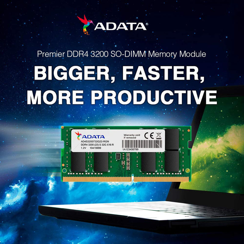 ADATA Premier 32GB DDR4 RAM 3200MHz CL22 SO - DIMM Laptop Memory Module - SWIFT PERIPHERALSAD4S320032G22-SGN