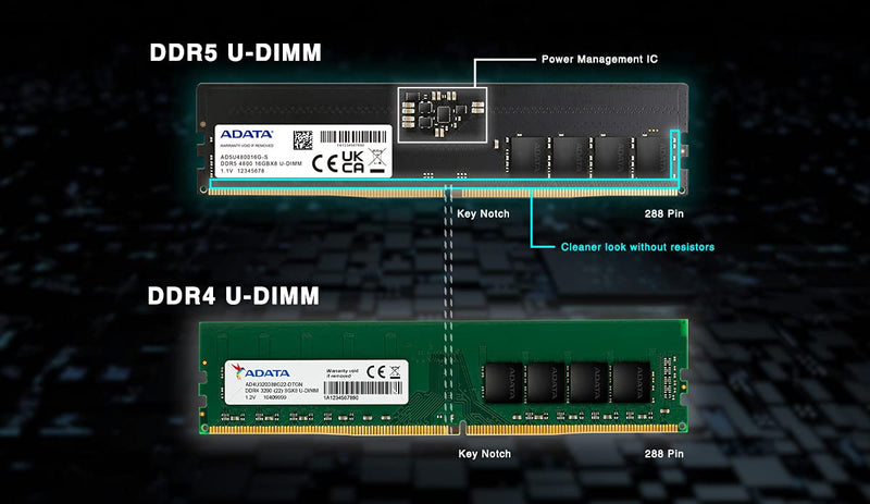 ADATA Premier 8GB DDR5 RAM 4800MHz CL40 U - DIMM ECC Desktop Memory Module - SWIFT PERIPHERALSAD5U48008G-S