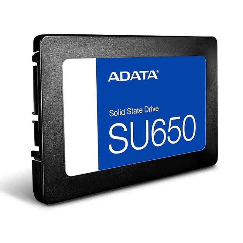 ADATA SU650 2TB 3D NAND SATA internal solid state drive with blue label, angled view.