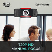 Adesso CyberTrack H3 Webcam with Manual - Focus for PC & Laptop - SWIFT PERIPHERALSCybertrack-H3