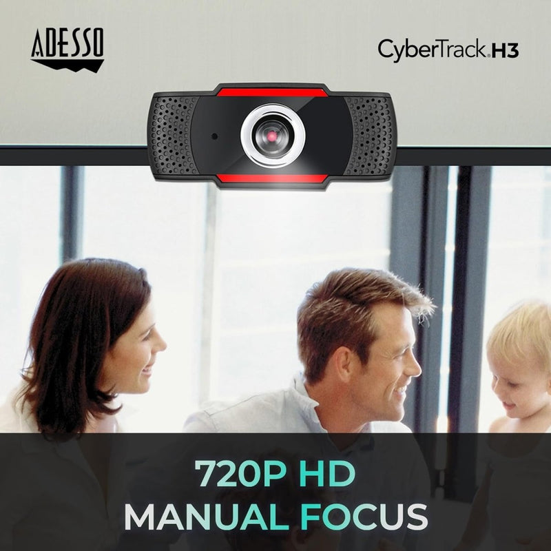 Adesso CyberTrack H3 Webcam with Manual - Focus for PC & Laptop - SWIFT PERIPHERALSCybertrack-H3