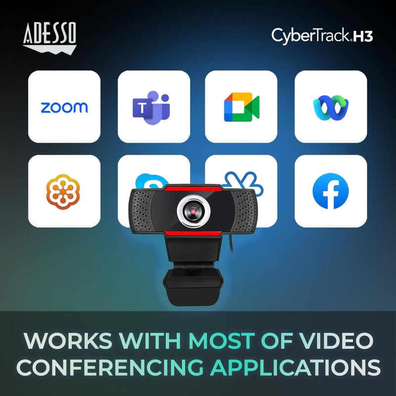 Adesso CyberTrack H3 Webcam with Manual - Focus for PC & Laptop - SWIFT PERIPHERALSCybertrack-H3