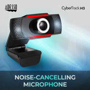 Adesso CyberTrack H3 Webcam with Manual - Focus for PC & Laptop - SWIFT PERIPHERALSCybertrack-H3