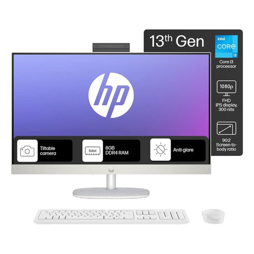 AIO HP 27 CR0345IN [CI3 - 1315U 13TH GEN/8GB/512GB SSD/WIN11 HOME+MSO/27.0 INCH/INTEGRATED GRAPHICS /1 YEAR(S)//WHITE] - SWIFT PERIPHERALS1090105