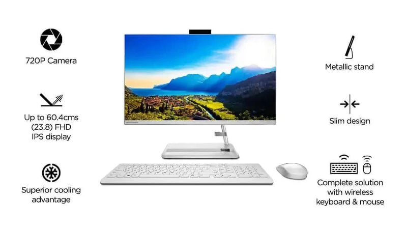 AIO LENOVO F0G1013EIN [R5 - 7430U RYZEN/8GB/512GB SSD/WIN11 HOME+MSO/23.8 INCH/INTEGRATED GRAPHICS /1 YEAR(S)//BLACK] - SWIFT PERIPHERALS1091643