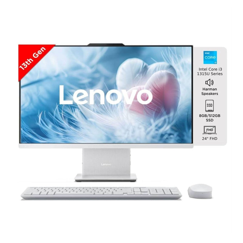 AIO LENOVO IDEA CENTRE 24IRH9 F0HN00FWIN [CI3 - 1315U 13TH GEN/8GB/512GB SSD/WIN11 HOME+MSO/24.0 INCH/INTEGRATED GRAPHICS /1 YEAR(S)//WHITE] - SWIFT PERIPHERALS1092364