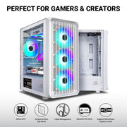 ANT ESPORTS 250 AIR ARGB (ATX) MID TOWER CABINET (WHITE) - SWIFT PERIPHERALS1084066