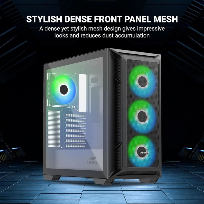 ANT ESPORTS 611 AIR MID - TOWER CABINET - BLACK - SWIFT PERIPHERALS1091700