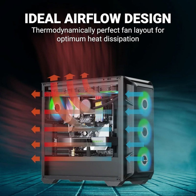 ANT ESPORTS 611 AIR MID - TOWER CABINET - BLACK - SWIFT PERIPHERALS1091700