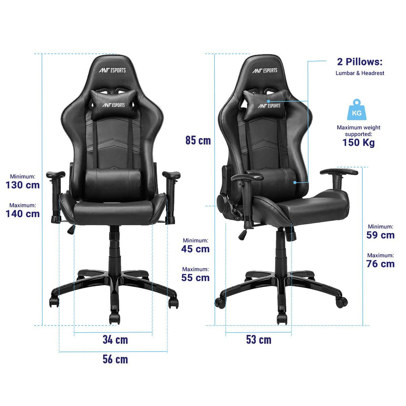 ANT ESPORTS CHAIR 9077 - BLACK - SWIFT PERIPHERALS1093987