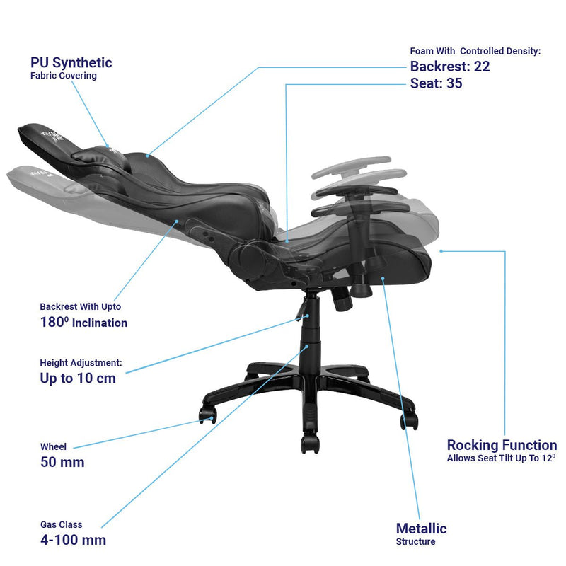 ANT ESPORTS CHAIR 9077 - BLACK - SWIFT PERIPHERALS1093987