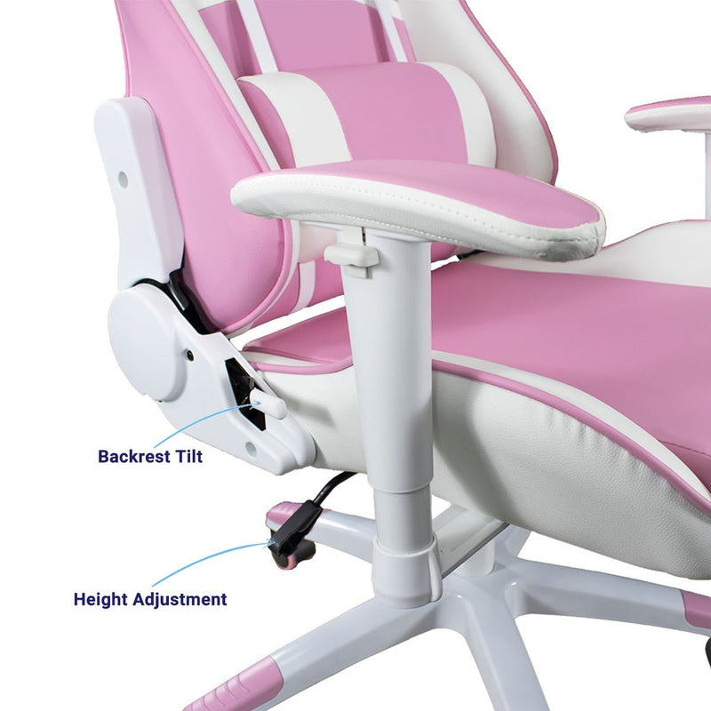 ANT ESPORTS CHAIR 9077 - WHITE & PINK - SWIFT PERIPHERALS1093988