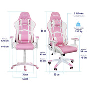 ANT ESPORTS CHAIR 9077 - WHITE & PINK - SWIFT PERIPHERALS1093988