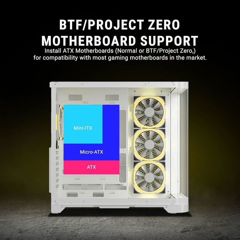 ANT ESPORTS CRYSTAL ARC ARGB WHITE ATX MID TOWER CASE - SWIFT PERIPHERALS1093189