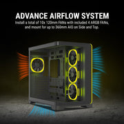 Ant Esports Crystal ARC Gaming Mid Tower Case - Black - SWIFT PERIPHERALSCRYSTAL-ARC-BLACK