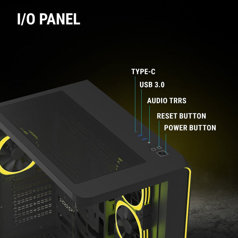 Ant Esports Crystal ARC Gaming Mid Tower Case - Black - SWIFT PERIPHERALSCRYSTAL-ARC-BLACK