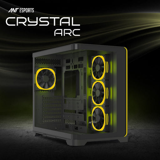 Ant Esports Crystal ARC Gaming Mid Tower Case - Black - SWIFT PERIPHERALSCRYSTAL-ARC-BLACK