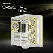 Ant Esports Crystal ARC Gaming Mid Tower Case - White - SWIFT PERIPHERALSAESP0359