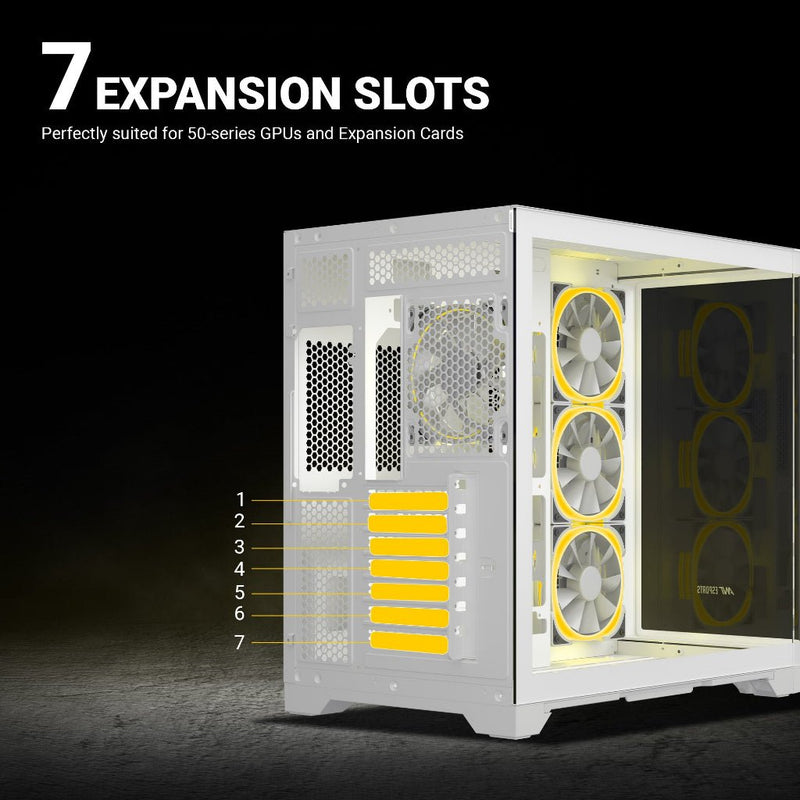 Ant Esports Crystal ARC Gaming Mid Tower Case - White - SWIFT PERIPHERALSAESP0359