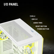 Ant Esports Crystal ARC Gaming Mid Tower Case - White - SWIFT PERIPHERALSAESP0359