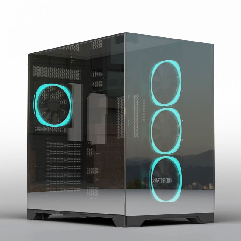 ANT ESPORTS CRYSTAL MIRROR ATX MID TOWER CASE BLACK - SWIFT PERIPHERALS1093205